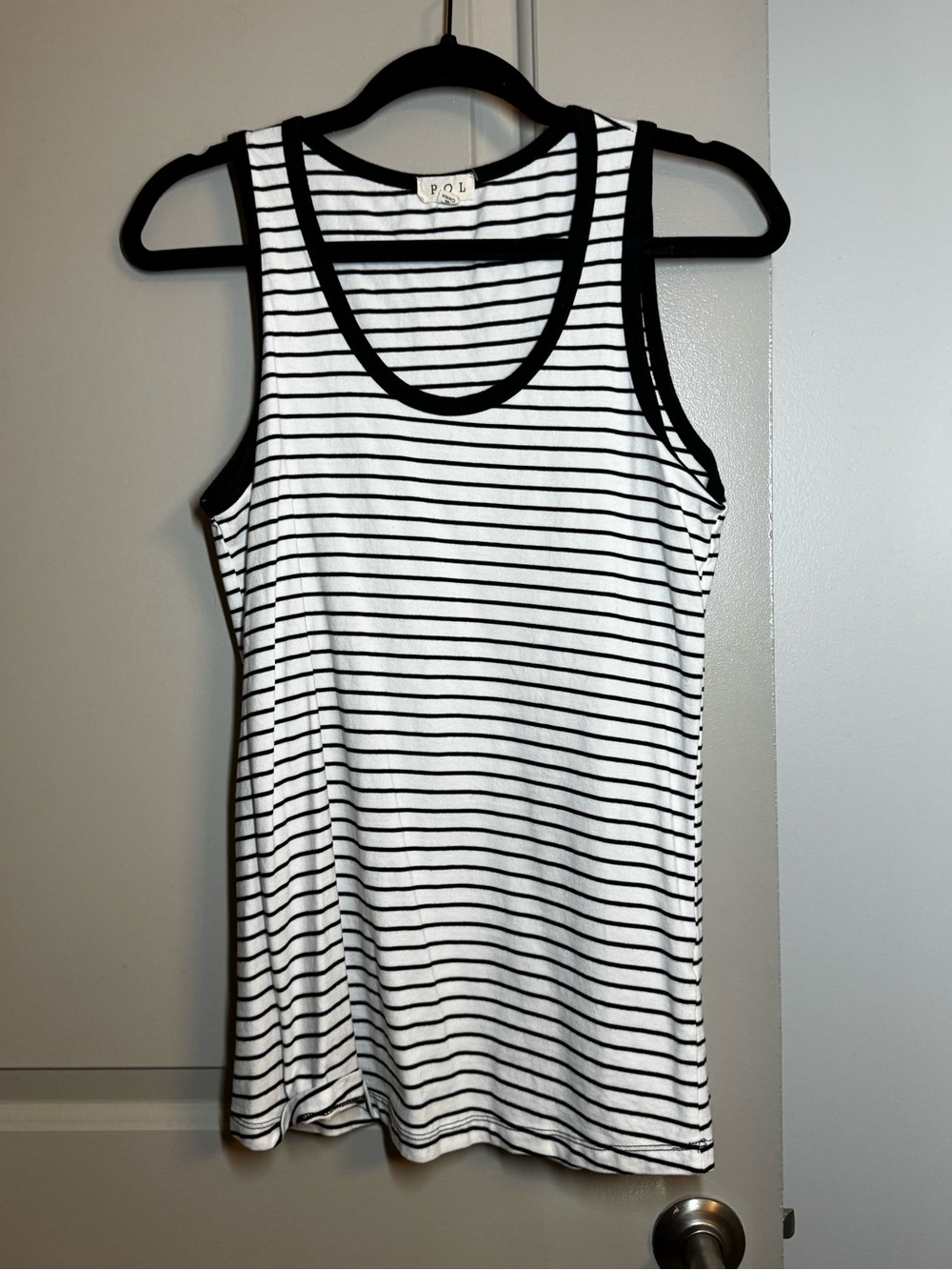 POL Black & White Striped Sleeveless Tank